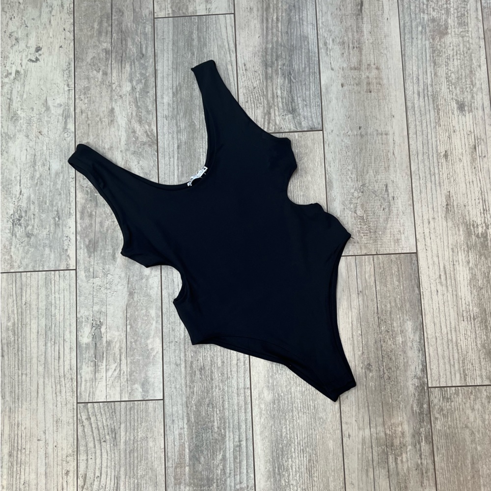 Zara Cut Out Black Bodysuit Large